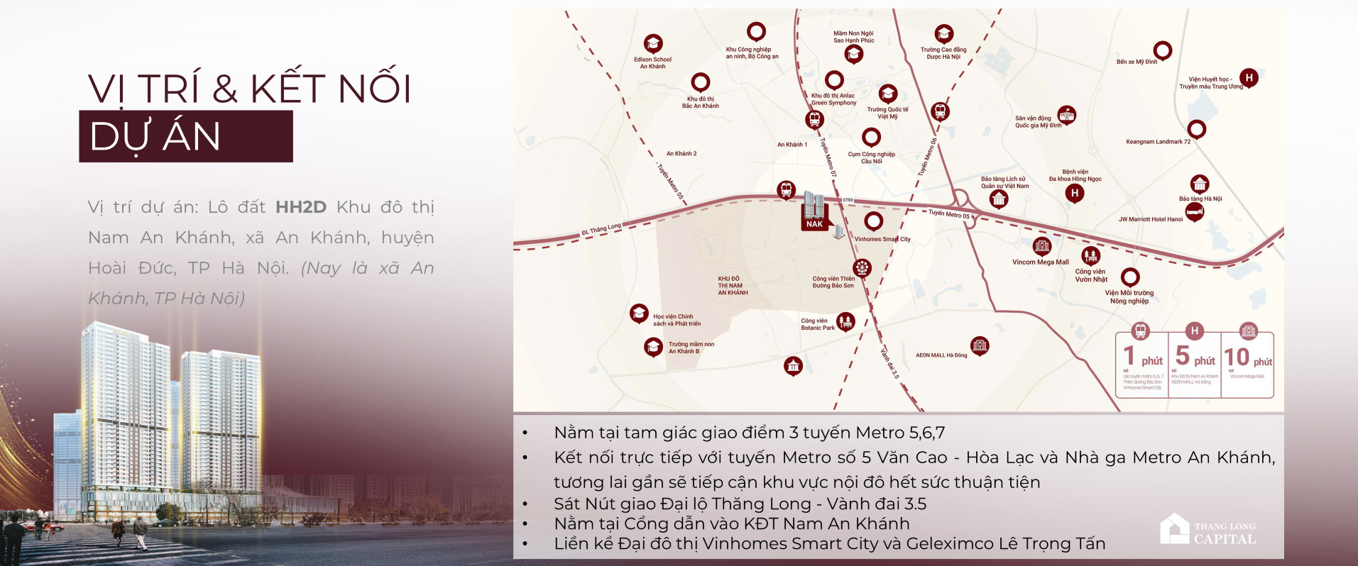 Hạ tầng giao thông hiện đại và trục Metro số 5 mở ra tiềm năng tăng giá bền vững cho dự án Metropoli5 tại xã An Khánh