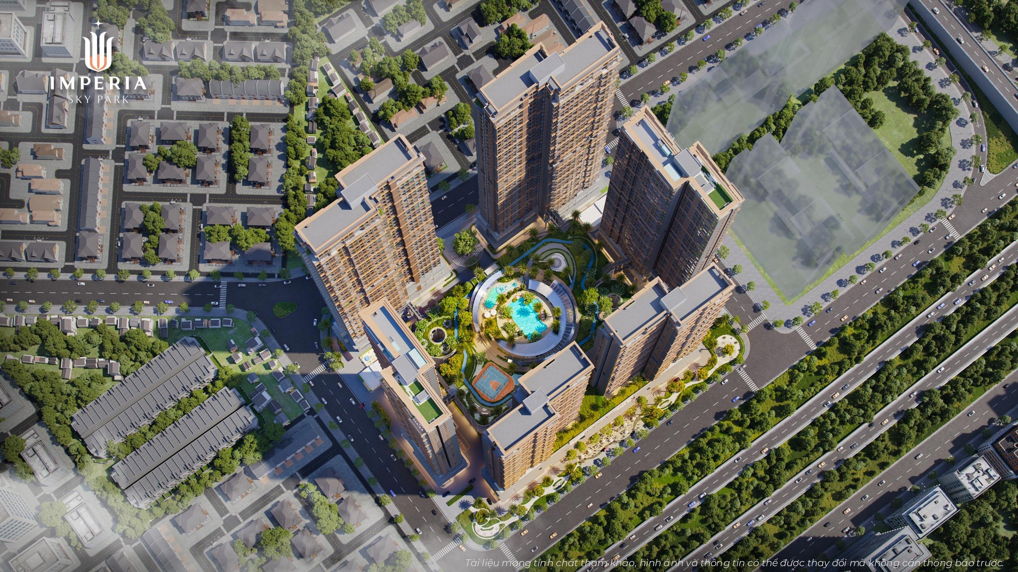 Ngôn ngữ kiến trúc xanh hiện đại với điểm nhấn là các khu vườn chân mây Sky Park tại dự án Imperia Sky Park