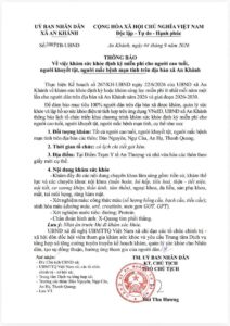 Toàn văn Thông báo số 3085/TB-UBND do Phó Chủ tịch UBND xã An Khánh Bùi Thu Hương ký ban hành.