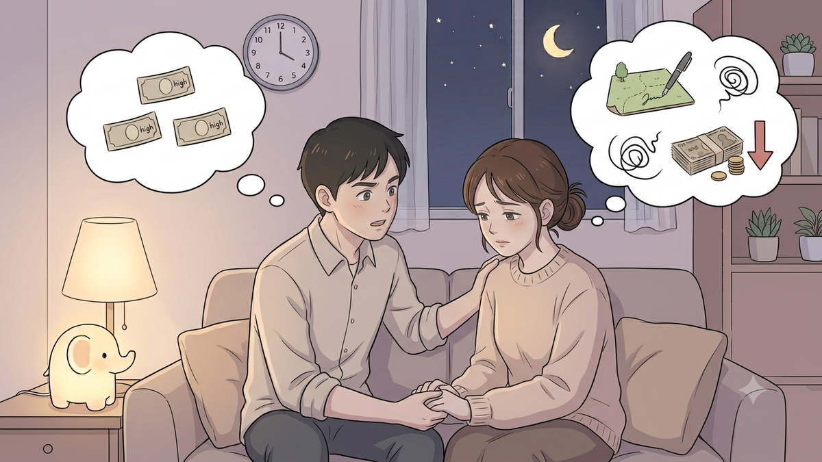 Những suy nghĩ về tiền bạc và tương lai gia đình khiến hai vợ chồng nhiều đêm mất ngủ (Ảnh minh họa).